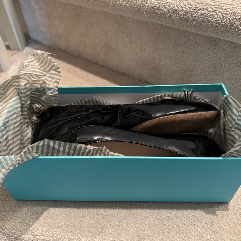 RARE kate spade NATASHA Black Patent Pointed-Toe Cat Face Flats - Picture 11 of 12